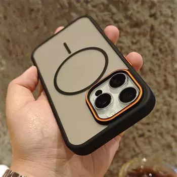 Роскошный простой чехол для телефона Magsafe для iPhone 16 15 14 Plus 13 12 11 Pro Max матовый хит цветной беспроводной зарядный жесткий бампер чехол For iPhone 16 Pro Max чёрный