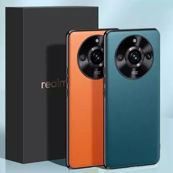 Роскошный простой чехол из искусственной кожи для Realme 11 Pro Plus, противоударный металлический защитный чехол для объектива, задняя крышка, бампер для Realme 11 Pro 5G For Realme 11 Pro чёрный