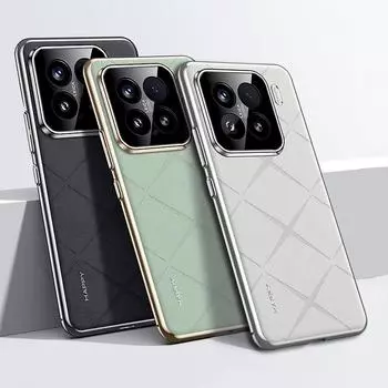 Роскошный простой кожаный чехол + защитный чехол для камеры для Xiaomi 15 Pro Mi 15 Xiaomi15 14T 14 T 14 Ultra 14Pro Mi 14 Slim Electroplate Ptotection Hard Bumper For Xiaomi 15 Pro коричневый