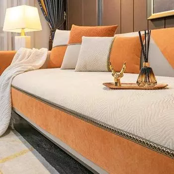 Роскошный противоскользящий чехол для дивана с золотой полосой, кожаный защитный чехол для дивана, угловая подушка для дивана, ткань из синели, индивидуальный декор, чехол для дивана 70x70cm 1pcs