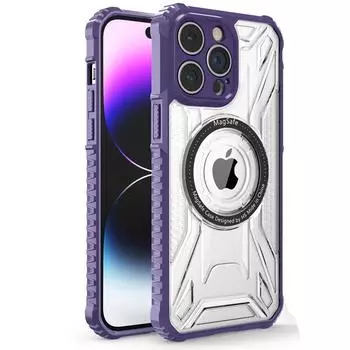 Роскошный противоударный бронированный гибридный чехол Macsafe Magnetic для iPhone 16 15 14 13 12 11 Pro Max Plus 15Pro i15 Magsafe Military Cover For iPhone 16 Pro чёрный