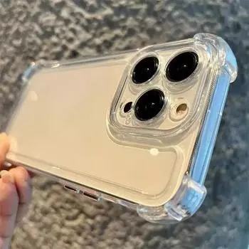 Роскошный противоударный чехол для iPhone 15 14 13 12 11 Pro Max с гальванической кнопкой-бампером, задняя крышка для телефона, прозрачная и черная iPhone 15 Pro Max чёрный