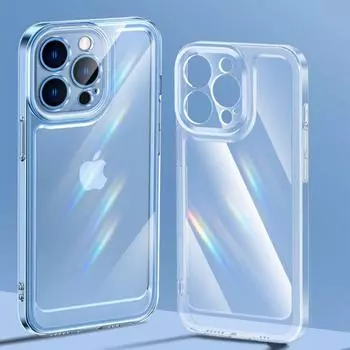 Роскошный противоударный чехол для телефона iPhone 11 12 13 14 15 Pro Max Plus XR X XS Max 7 8 SE 2 3, мягкий силиконовый чехол, чехлы с полным покрытием объектива For iPhone 7Plus/8Plus чистый