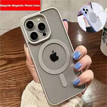 Роскошный противоударный чехол Magsafe с беспроводной зарядкой для iPhone 15 14 13 12 11 Pro Max 14 Plus, прозрачный магнитный бампер, жесткий чехол For iPhone 15