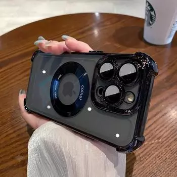 Роскошный противоударный чехол с прозрачной подушкой безопасности для iPhone 15 14 13 12 11 Pro Max Plus Magsafe, пленка для линз с беспроводной зарядкой For iPhone 14 ProMax