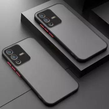 Роскошный противоударный матовый чехол для Vivo Y28 Y72 5G V27 V25 Y35 Y53S Y18 V40 SE Y22 V29 V30 Y31 Y21 Y33S Y70 Y20 V21 V23 V29E бронированный бампер силиконовый чехол Vivo Y53S чёрный
