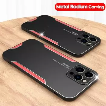 Роскошный противоударный металлический матовый чехол для Iphone 14 12 13 Mini 11 Pro Xs Max X Xr 6 7 8 Plus Se Armor Bumper Тонкий кожный чехол Funda For 6plus or 6splus золотой