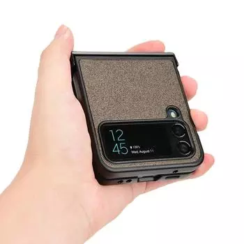 Роскошный противоударный нескользящий складной чехол для Samsung Galaxy Z Flip 4 5g Flip4 Flip3 Flip 3 Zflip4, защитный чехол с защитой от падения for Samsung Z Flip 3 коричневый
