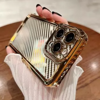 Роскошный противоударный прозрачный чехол с текстурой углеродного волокна для Iphone 13 12 11 Pro Max Xr X Xs 7 8 Plus Se с покрытием, силиконовый чехол for iphone xr розовый