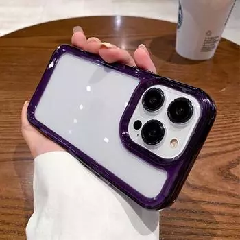 Роскошный противоударный прозрачный жесткий чехол для Iphone 14 13 12 Pro Max 11 X Xr Xs 7 8 Plus, защитный прозрачный мягкий чехол для объектива камеры For iPhone XS Max темно-фиолетового