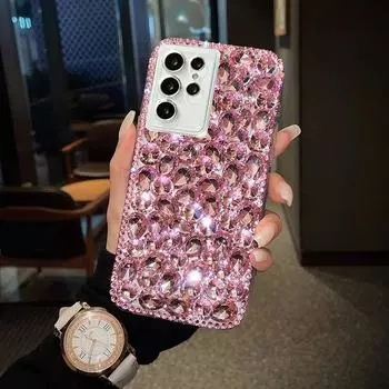 Роскошный противоударный силиконовый чехол для телефона с бриллиантами для Samsung S24Ultra S23 S22 S21 S20 Note 20Ultra A73 A54 A05s A04e A03 A15 A25 A24 A12 Защитный чехол Galaxy S24 золотой