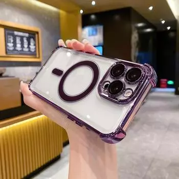 Роскошный противоударный защитный чехол для беспроводной зарядки Magsafe для iPhone 15 14 Plus 13 12 11 Pro Max, прозрачный магнитный чехол For iPhone 11pro