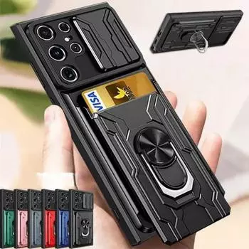 Роскошный противоударный защитный чехол для линз, многофункциональный жесткий бронированный чехол для Samsung S23 S22 S21 Utlra S20 FE A14 A24 A34 A54 A13 A23 A33 A53 A12 A32 A52 Samsung S23 чёрный