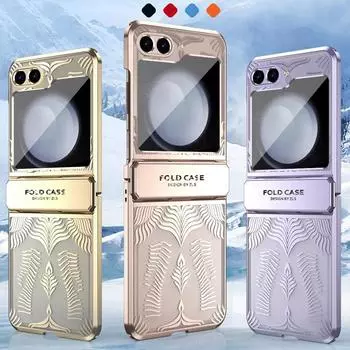 Для Samsung Galaxy Z Flip5 Flip4 Flip3 Покрытие Роскошный прозрачный противоударный жесткий тонкий прозрачный складной чехол для OPPO Find N2 Flip Samsung Z Flip5 чёрный