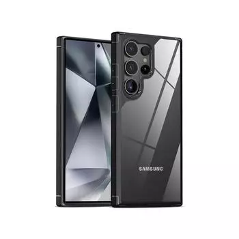 Роскошный прозрачный акриловый чехол для телефона Gold Armor для Samsung S24 Ultra S23 Plus S22 S21 FE, универсальный защитный чехол от падения Samsung S21 FE чёрный