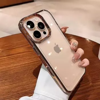 Роскошный прозрачный акриловый чехол с покрытием для iPhone 16 15 14 13 12 Pro Max 16 Plus, противоударный, жесткий, защитный чехол для ПК iPhone 16 Pro Max чёрный