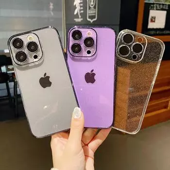 Роскошный прозрачный блестящий чехол для телефона с кристаллами для iPhone 14 Pro Max 12 11 13 Pro Max, прозрачный защитный чехол для линз, мягкий силиконовый чехол For iPhone 12 Pro