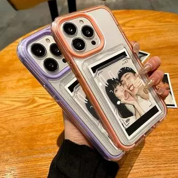 Роскошный прозрачный чехол-бампер с слотом для карт 3 в 1 для iPhone 15 14 13 12 11 Pro Max Plus X XS XR 7 8 SE, чехол-кошелек с конфетной рамкой For iPhone 12