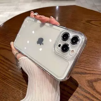 Роскошный прозрачный чехол для iPhone 13 14 15 16 Pro Max 12 11 Xs X XR 7 8 SE 2022 2020 Coque противоударный бампер прозрачный мягкий силиконовый чехол Fundas iPhone 12Mini чёрный