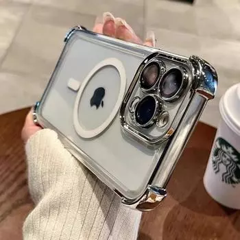 Роскошный прозрачный чехол для Magsafe с беспроводной зарядкой, магнитный чехол для iPhone 15 14 Plus 13 12 Pro Max, противоударный защитный чехол-бампер For iPhone 15Pro Max