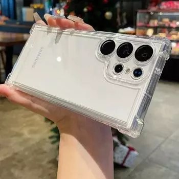 Роскошный прозрачный чехол для Samsung Galaxy S24 S23 S22 Ultra Plus S23 FE, мягкий бампер, защита для камеры, прозрачный жесткий акриловый чехол For Samsung S24 чистый