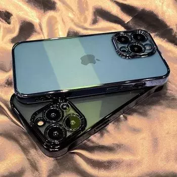Роскошный прозрачный чехол для телефона Eectroplate для iPhone 14 13 12 11 Pro Max XR XS X 7 8 Plus SE 2020 2022, мини-бампер, прозрачный чехол iPhone 14 Pro Max чёрный