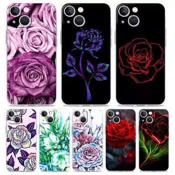 Роскошный прозрачный чехол для телефона iPhone 15 14 13 12 11 Pro Max XS X XR 7 8 Plus, прозрачный противоударный чехол, красивый цветок розы iPhone 14Pro Max