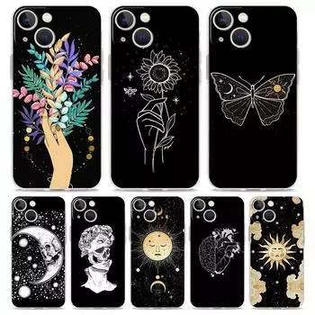 Роскошный прозрачный чехол для телефона iPhone 15 14 13 12 11 Pro Max XS X XR 7 8 Plus, мягкий противоударный чехол Moon Tarot Cat Esthetic iPhone 14Pro Max