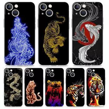 Роскошный прозрачный чехол для телефона iPhone 15 14 13 12 11 Pro Max XS X XR 7 8 Plus мягкий прозрачный противоударный чехол тигровый неоновый леопард iPhone 7 8 SE