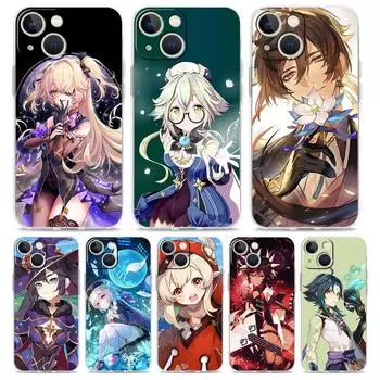 Роскошный прозрачный чехол для телефона iPhone 15 14 13 12 11 Pro Max XS X XR 7 8 Plus, прозрачный противоударный чехол для игры Genshin Impact iPhone 14 Pro