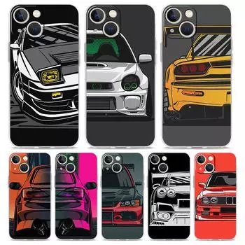 Роскошный прозрачный чехол для телефона Japan JDM Sports Car для iPhone 15 14 13 12 11 Pro Max XS X XR SE 7 8 Plus, противоударный прозрачный чехол iPhone XR