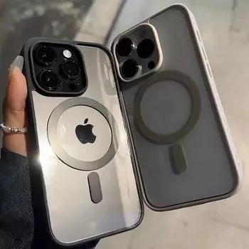 Роскошный прозрачный чехол для телефона Magsafe для iPhone 11 12 13 14 15 Pro Max Plus, мини-магнитный противоударный прозрачный чехол-бампер For iPhone 11