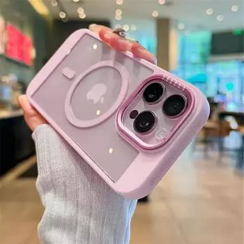 Роскошный прозрачный чехол для телефона Magsafe с рамкой для рассеивания тепла для iPhone 16 15 14 13 13 12 11 Pro Max, акриловая защитная задняя крышка iPhone 16 Pro Max чёрный