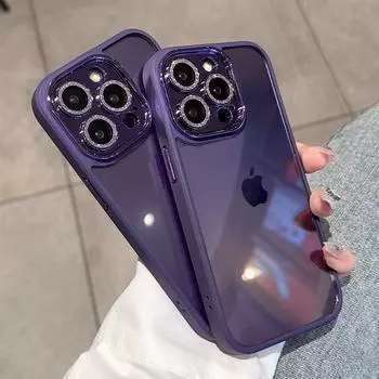 Роскошный прозрачный чехол для телефона с блестками и бриллиантами для Iphone 14 13 12 11 Pro Max 14 Plus 11, защита объектива, противоударный чехол-бампер For iPhone 13