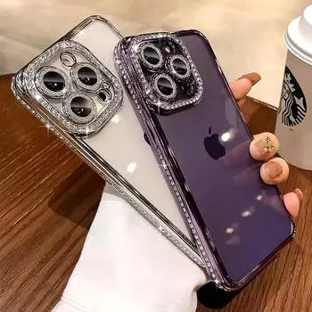 Роскошный прозрачный чехол для телефона с бриллиантовым блеском для iPhone 15 14 13 12 11 Pro Max Plus, прозрачный бампер, противоударный чехол For iPhone 11