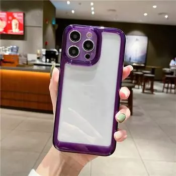 Роскошный прозрачный чехол для телефона с квадратной рамкой для iPhone 11 12 13 14 Pro Max X XR XS, жесткий акриловый корпус на 14 Plus, противоударный чехол For iPhone 14 Plus