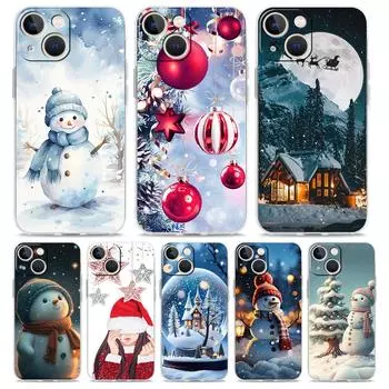Роскошный прозрачный чехол для телефона с рождественским графическим принтом для iPhone 15 14 13 12 mini 11 Pro Max XS X XR SE 7 8 Plus, прозрачный чехол iPhone 15 Plus