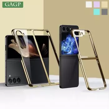 Роскошный прозрачный чехол для телефона с шарнирным покрытием для Samsung Galaxy Z Flip 3 4 5 Fold 3 4 5, защита от падений, жесткая задняя крышка из ПК For Samsung Z Flip 3 чёрный