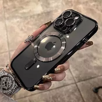 Роскошный прозрачный чехол Magsafe для беспроводной зарядки iPhone 11 12 13 14 15 16 Pro Max Plus X XS XR Магнитный мягкий силиконовый чехол For iPhone X красный