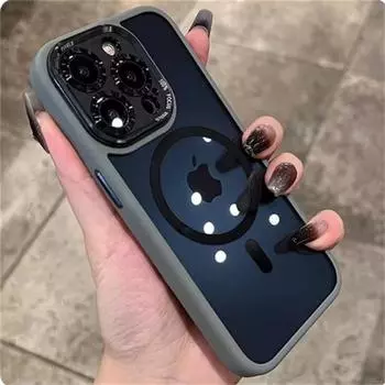 Роскошный прозрачный чехол Magsafe для iPhone 11 12 13 14 15 Pro Max 15 Plus с беспроводной зарядкой, твердый задний прозрачный противоударный чехол iPhone 14 Pro Max чёрный