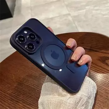 Роскошный прозрачный чехол Magsafe для iPhone 16 15 14 13 12 11 Pro X XS XR Max Mini 7 8 Plus SE 2022 Магнитный чехол для беспроводной зарядки iPhone 14 темно-фиолетового
