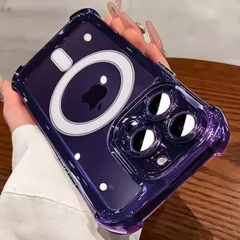 Роскошный прозрачный чехол Magsafe для iPhone 16 15 14 13 12 11 Pro Max Plus, прочный магнитный чехол для беспроводной зарядки For IPhone 16 ProMax