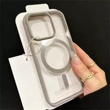 Роскошный прозрачный чехол Magsafe для iPhone 16 15 14 13 12 11 Pro X XS XR Max 7 8 Plus Mini с магнитной беспроводной зарядкой iPhone 16 Pro Max чёрный