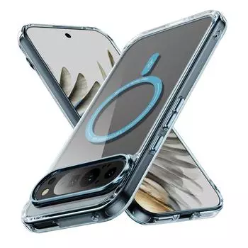 Роскошный прозрачный чехол Magsafe для телефона Google Pixel 9 Pro XL 8 Pro 8A, прозрачный магнитный беспроводной зарядный чехол, ударопрочный защитный чехол Pixel 8 белый