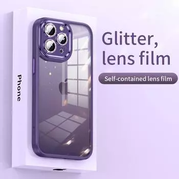 Роскошный прозрачный чехол с блестками и бриллиантами для Iphone 14 13 12 11 Pro Max, защита объектива камеры, противоударный силиконовый чехол для телефона For iPhone14 Pro Max фиолетовый