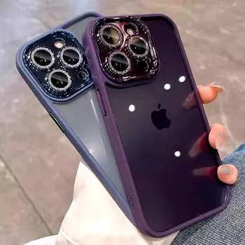 Роскошный прозрачный чехол с блестками и бриллиантами для Iphone 14 13 12 11 Pro Max Plus, защита объектива, противоударный чехол-бампер, чехол For iPhone 12