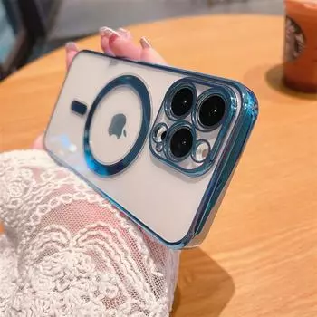 Роскошный прозрачный чехол с магнитной беспроводной зарядкой для Iphone 11 12 13 14 Pro Max Mini X Xr Xs 7 8 Plus Se 2020 противоударный чехол for iphone xr красный