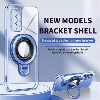 Роскошный прозрачный чехол с магнитным держателем с гальваническим покрытием для Samsung A53 A13 A23 A33 A52 A32 A22 A12 A72 A73 4G 5G Крышка с подставкой For Samsung A03 164