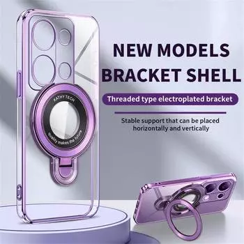 Роскошный прозрачный чехол с магнитным держателем с гальваническим покрытием для Xiaomi Poco X6 Pro X3 NFC X5 F6 M6 Pro C65 C75 F3 F4 силиконовая подставка-чехол For POCO C75