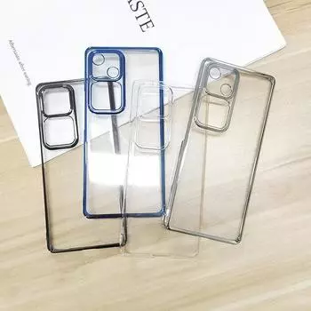 Роскошный прозрачный чехол с покрытием краев для vivo V40 V30 V29 V27 Pro, оригинальная гальваническая рамка, противоударный чехол, тонкий жесткий защитный корпус vivo V40 прозрачный